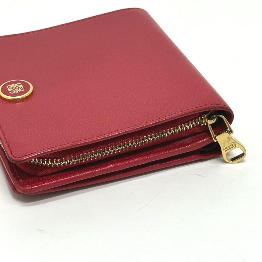 LOEWE ロエベ ロゴ 2つ折り財布 レッド レディース【中古】 | LOEWE | 02