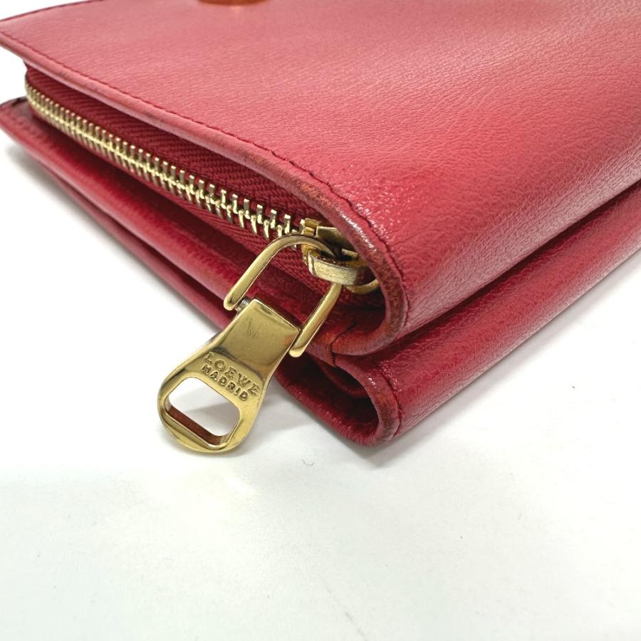 LOEWE ロエベ ロゴ 2つ折り財布 レッド レディース【中古】 | LOEWE | 07