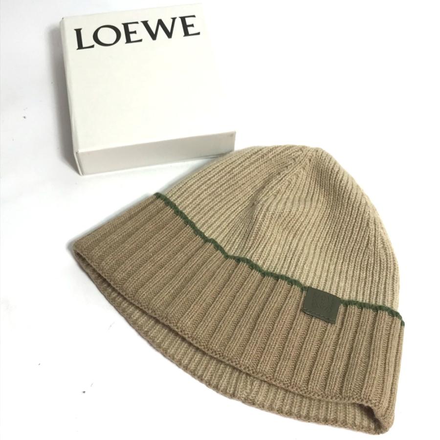 LOEWE アナグラム　ロゴ　レザービーニー　ニット帽 LOEWE ロエベ アナグラムロゴ ビーニー 帽子 ニット帽 ニット