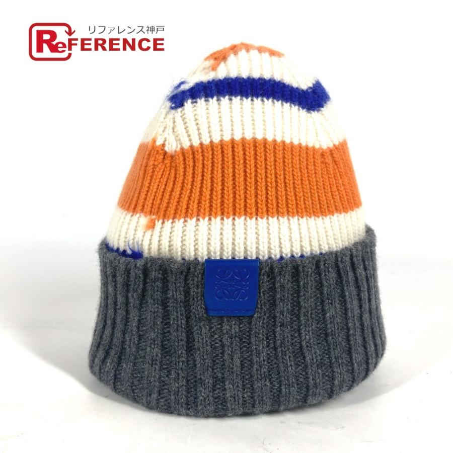 【新品未使用】LOEWE ロエベ ビーニー LOEWE 未使用 ロエベ ロゴ ボーダー ビーニー 帽子 ニット帽