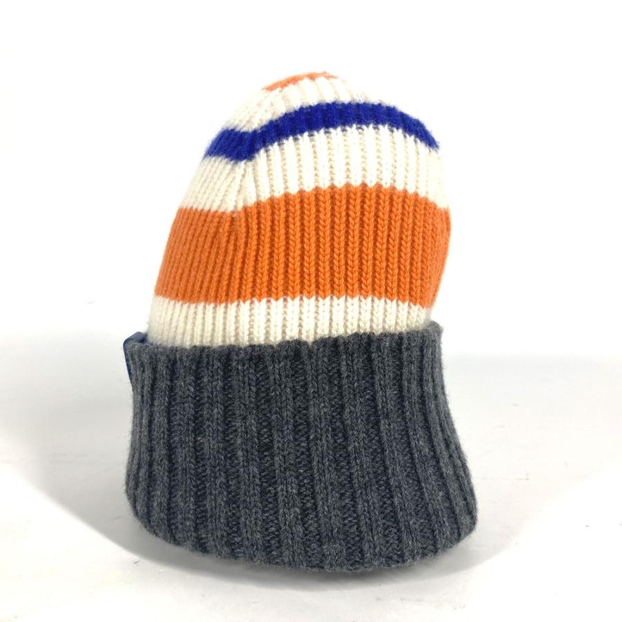 未使用 LOEWE ロエベ ロゴ ボーダー ビーニー 帽子 ニット帽 ニットキャップ アナグラム ニット帽 オレンジ レディース【中古】 | LOEWE | 01