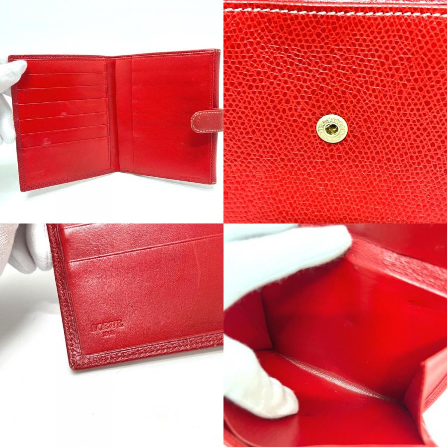 LOEWE ロエベ アナグラム 財布 ウォレット コンパクトウォレット 2つ折り財布 レッド レディース【中古】 | LOEWE | 08