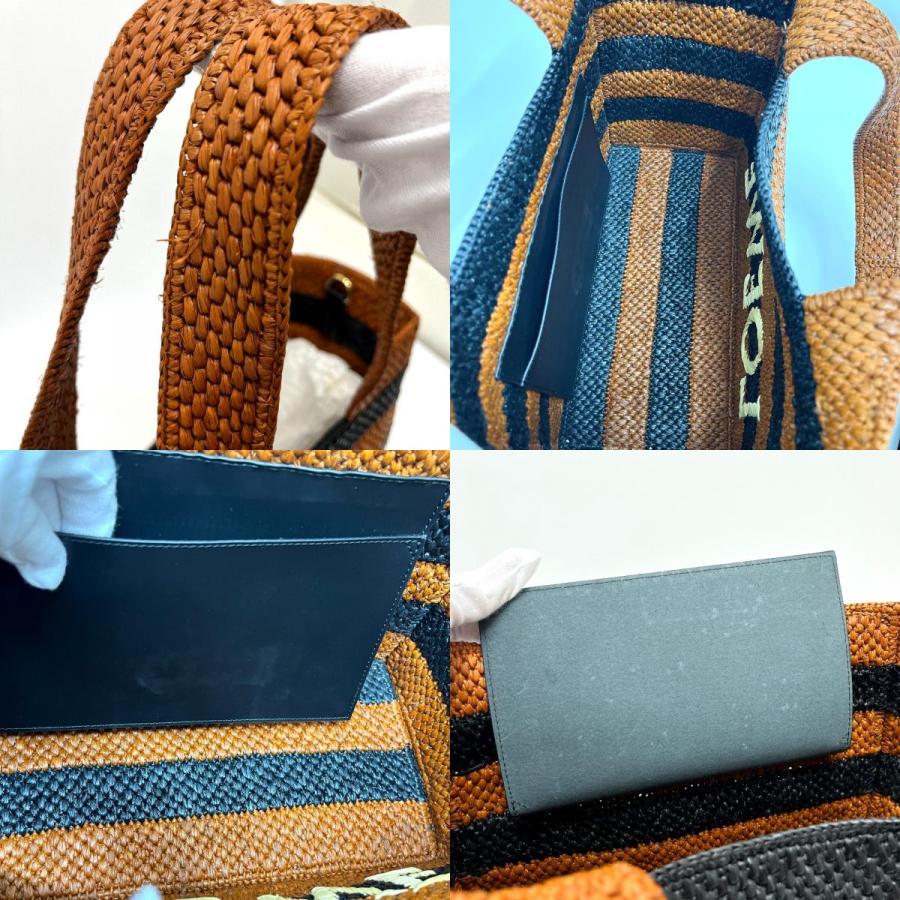 未使用 LOEWE ロエベ フォント ミディアム ストライプ 2WAY かごバッグ カバン バッグ トートバッグ ブラック レディース【中古】 | LOEWE | 08