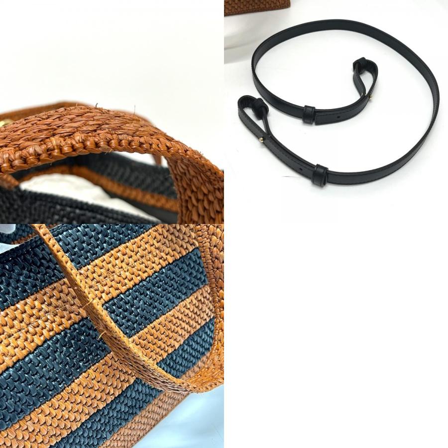 未使用 LOEWE ロエベ フォント ミディアム ストライプ 2WAY かごバッグ カバン バッグ トートバッグ ブラック レディース【中古】 | LOEWE | 09