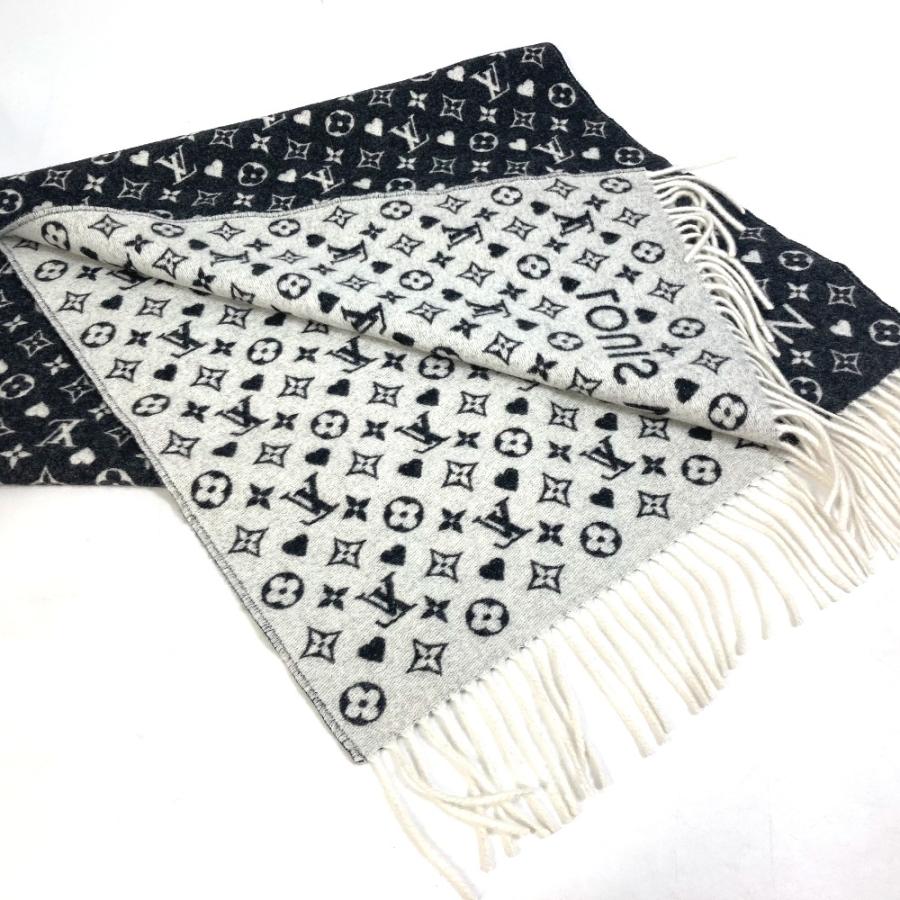 LOUIS VUITTON ルイヴィトン MP2907 モノグラム ハート エシャルプ・ゲーム・オン フリンジ マフラー カシミヤ グレー メンズ【中古】美品 | LOUIS VUITTON | 03