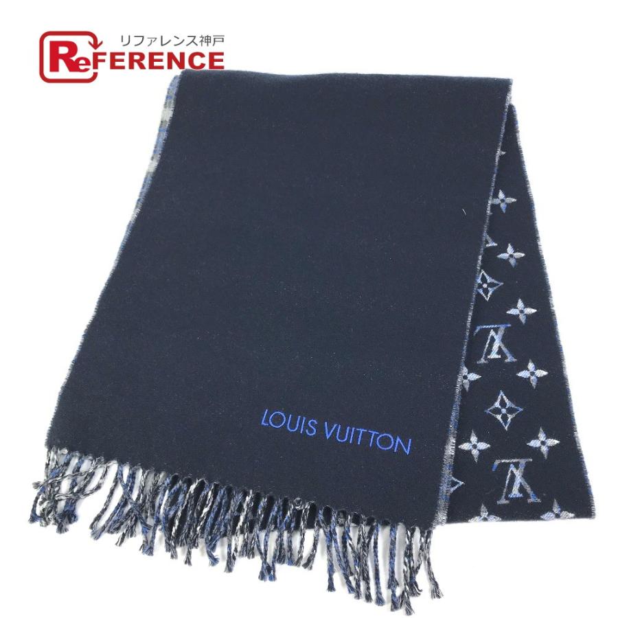 美品 LOUIS VUITTON ルイヴィトン M71348 マフラー ・モノグラムグラディエントタータン フリンジ マフラー ブルー メンズ【中古】 | LOUIS VUITTON