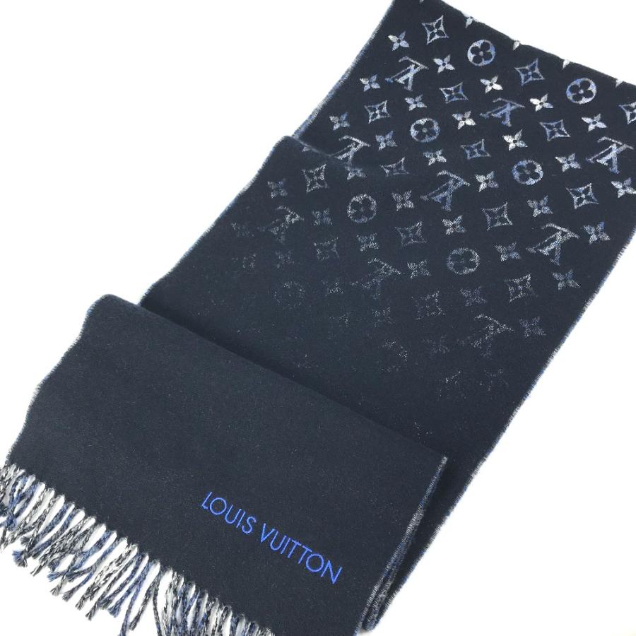 美品 LOUIS VUITTON ルイヴィトン M71348 マフラー ・モノグラムグラディエントタータン フリンジ マフラー ブルー メンズ【中古】 | LOUIS VUITTON | 02
