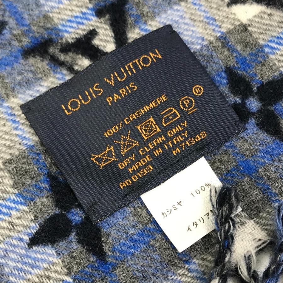 美品 LOUIS VUITTON ルイヴィトン M71348 マフラー ・モノグラムグラディエントタータン フリンジ マフラー ブルー メンズ【中古】 | LOUIS VUITTON | 08