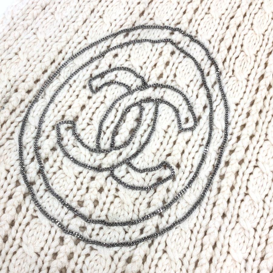 CHANEL シャネル チェーン ココマーク ニット ケーブルニット 防寒具 ファッション小物 マフラー ホワイト レディース【中古】 | CHANEL | 02