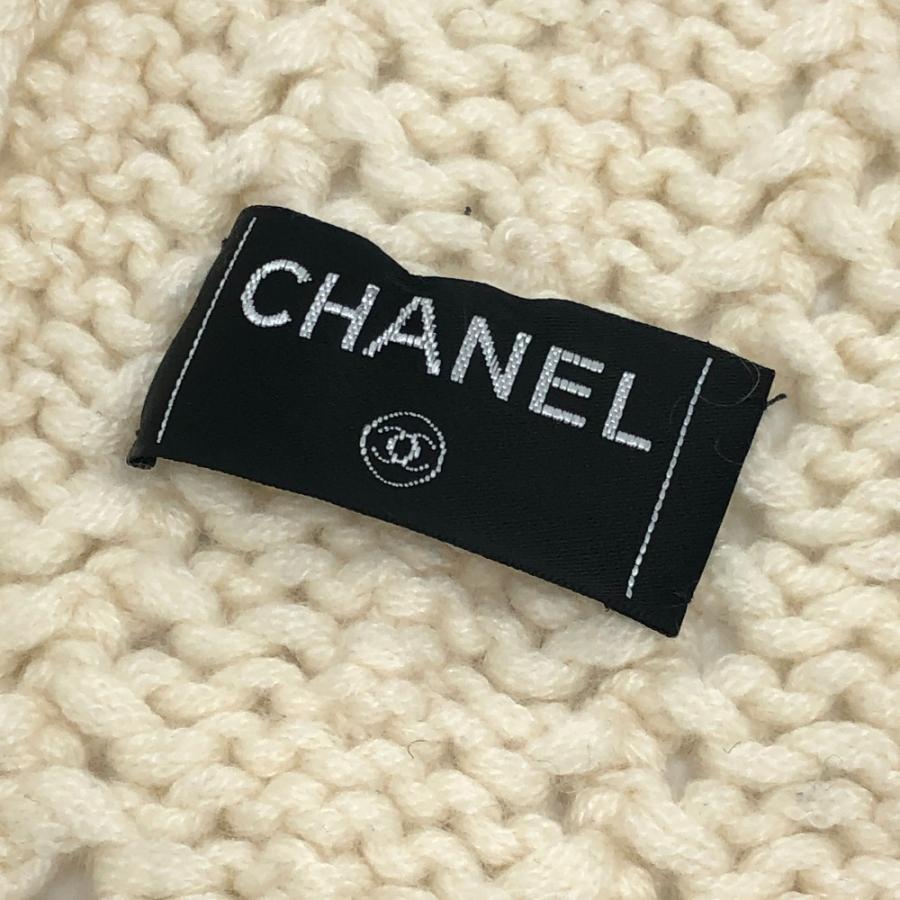 CHANEL シャネル チェーン ココマーク ニット ケーブルニット 防寒具 ファッション小物 マフラー ホワイト レディース【中古】 | CHANEL | 03