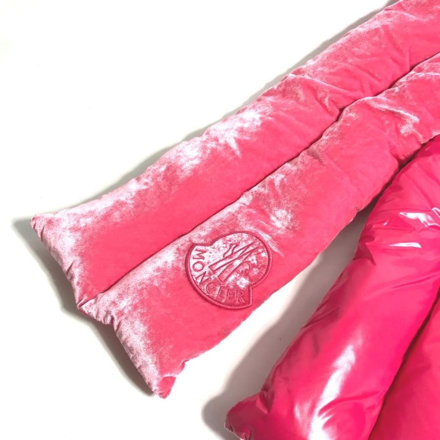 未使用 MONCLER モンクレール ダウン ベロア ロゴ マフラー ピンク レディース【中古】_1