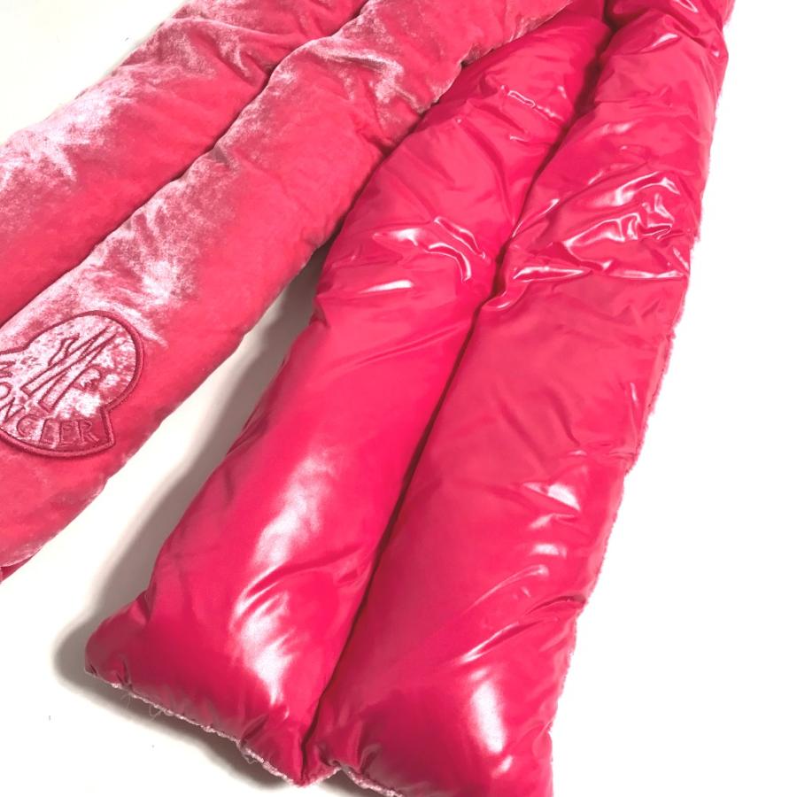 未使用 MONCLER モンクレール ダウン ベロア ロゴ マフラー ピンク レディース【中古】_2