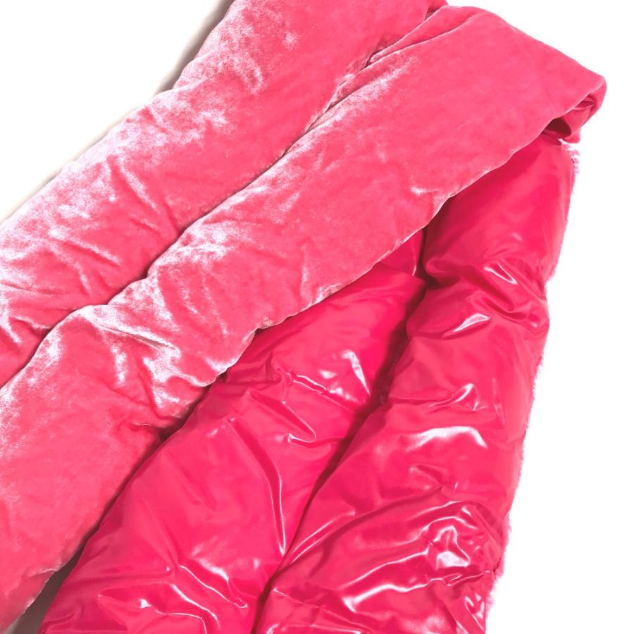 未使用 MONCLER モンクレール ダウン ベロア ロゴ マフラー ピンク レディース【中古】_3
