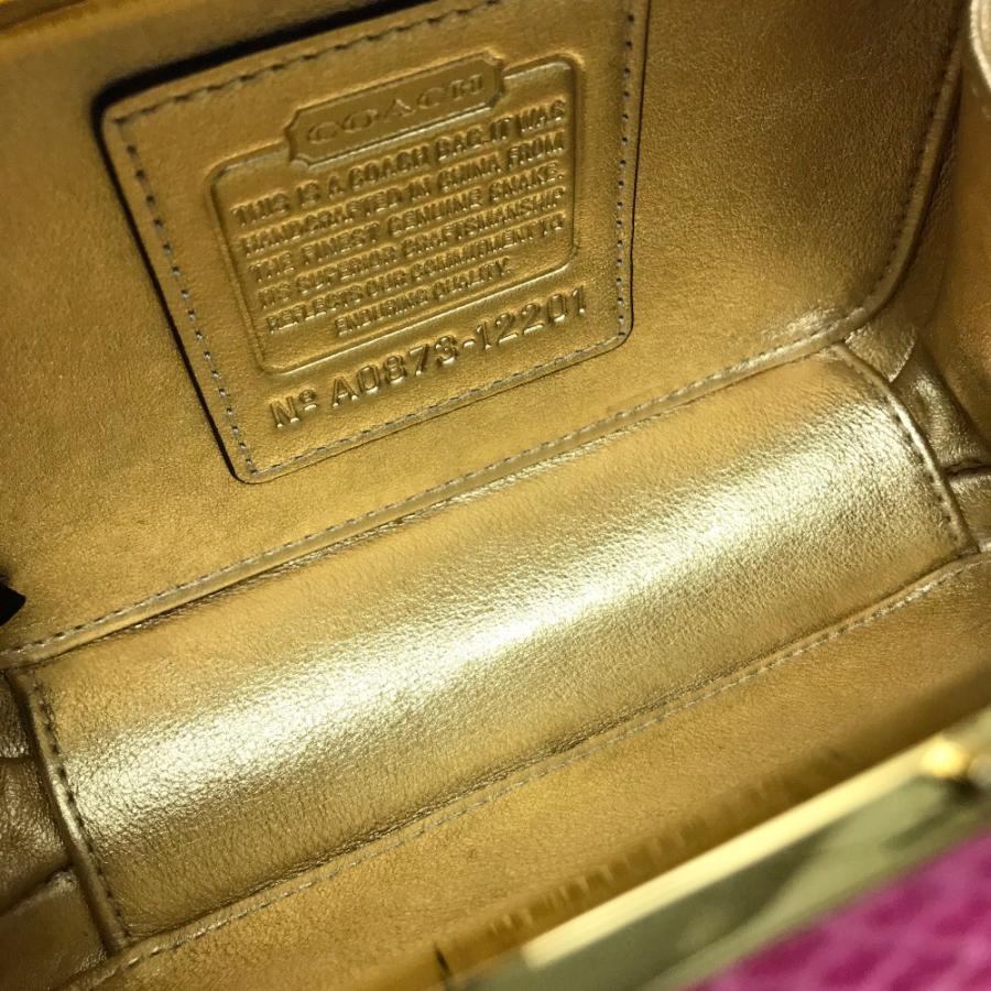 COACH コーチ ポシェット チェーンショルダー ロゴプレート付き ショルダーバッグ パイソン レディース ピンク系 | COACH | 06