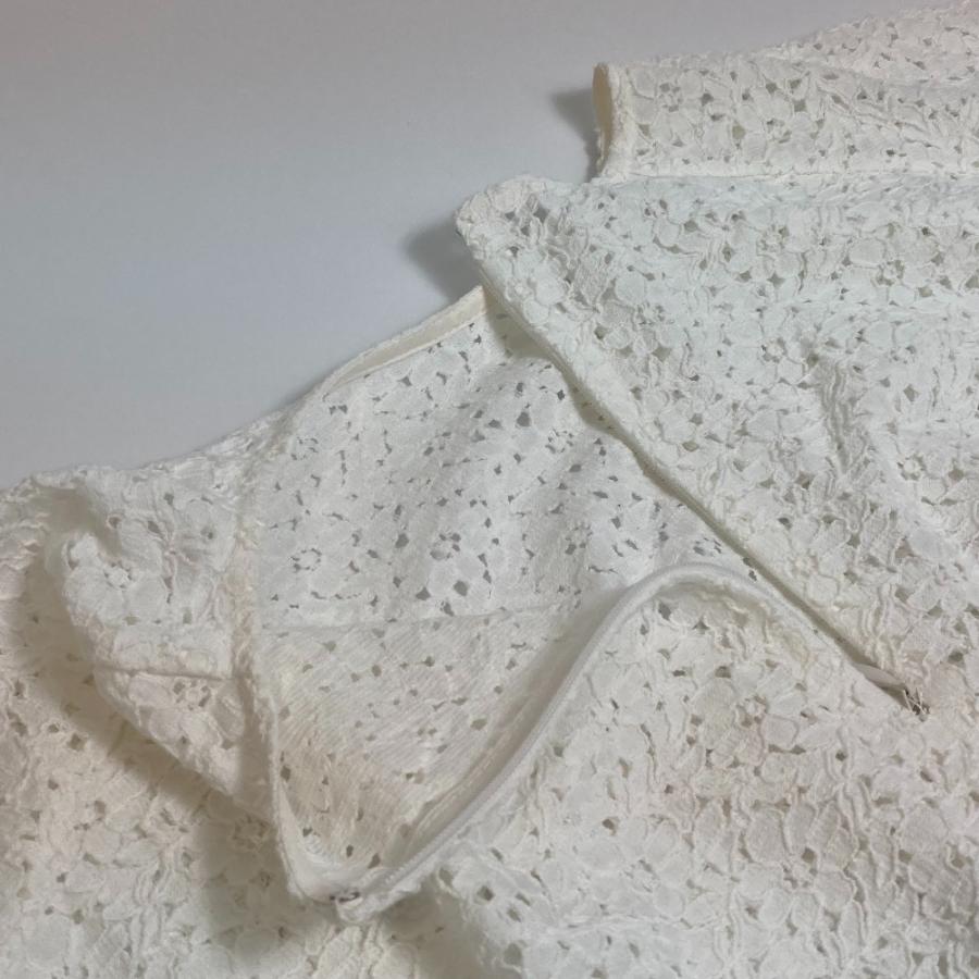 LE CIEL BLEU ルシェルブルー レース ケープ ポンチョ コットン ホワイト レディース【中古】未使用 |  | 08