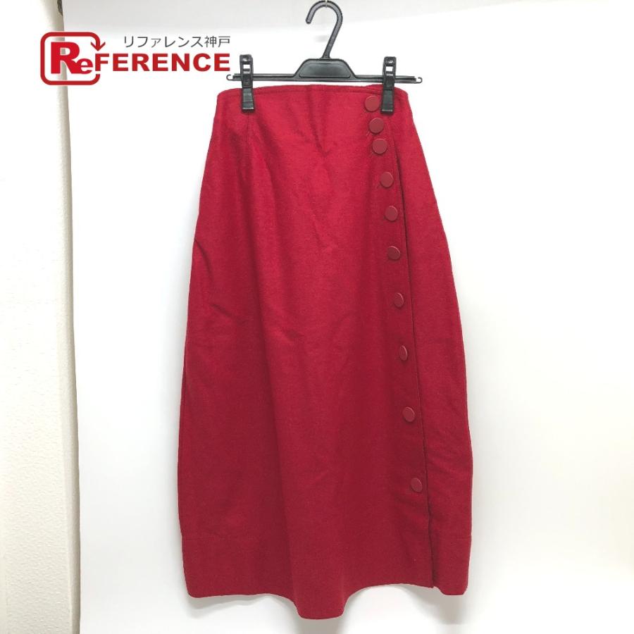 新品同様 LE CIEL BLEU ルシェルブルー 23A67621 ボタンモチーフ スカート レッド レディース【中古】 | 
