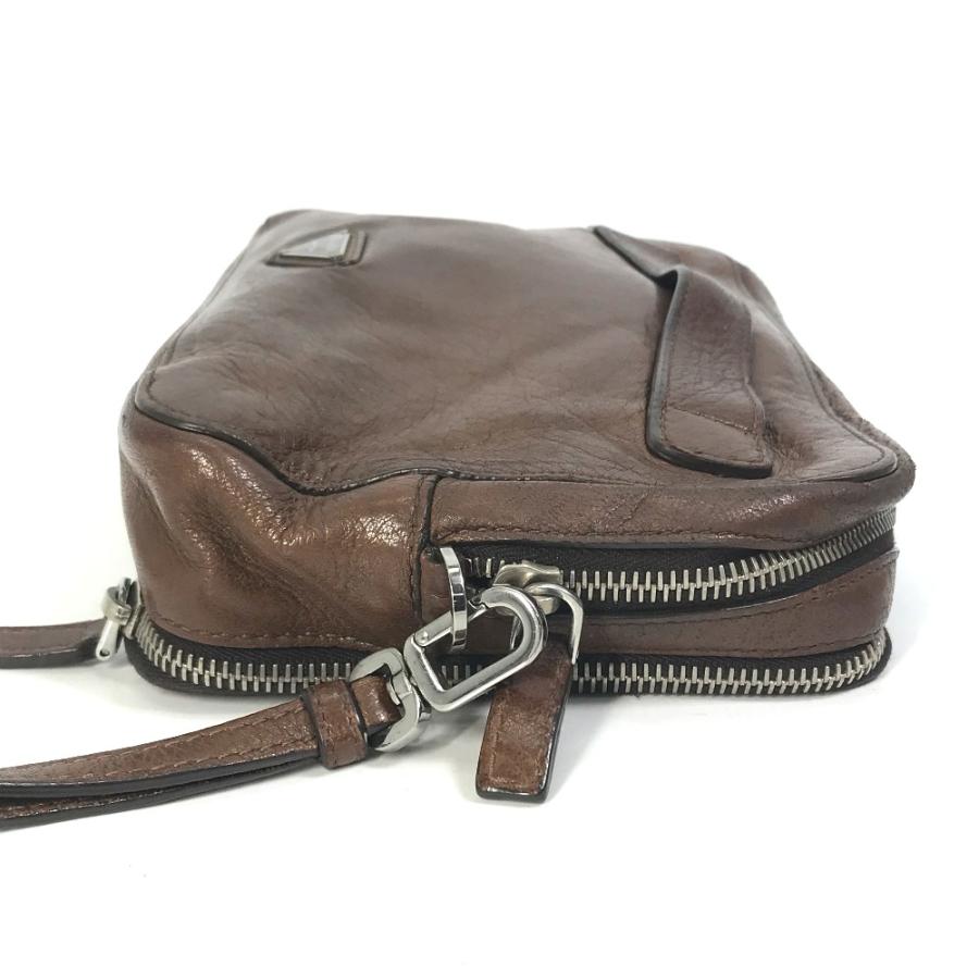 PRADA プラダ VR0052 ハンドバッグ クラッチバッグ トライアングルロゴ 三角ロゴ プレート セカンドバッグ ブラウン メンズ【中古】 | PRADA | 03