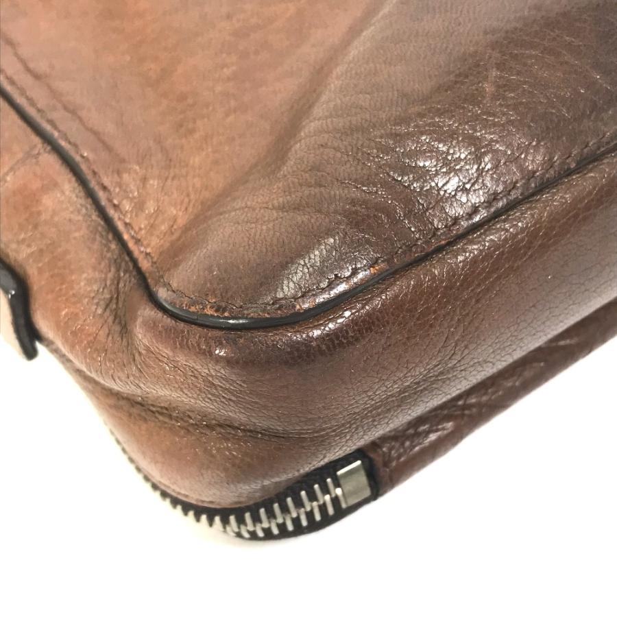 PRADA プラダ VR0052 ハンドバッグ クラッチバッグ トライアングルロゴ 三角ロゴ プレート セカンドバッグ ブラウン メンズ【中古】 | PRADA | 06