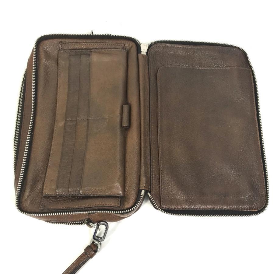 PRADA プラダ VR0052 ハンドバッグ クラッチバッグ トライアングルロゴ 三角ロゴ プレート セカンドバッグ ブラウン メンズ【中古】 | PRADA | 07