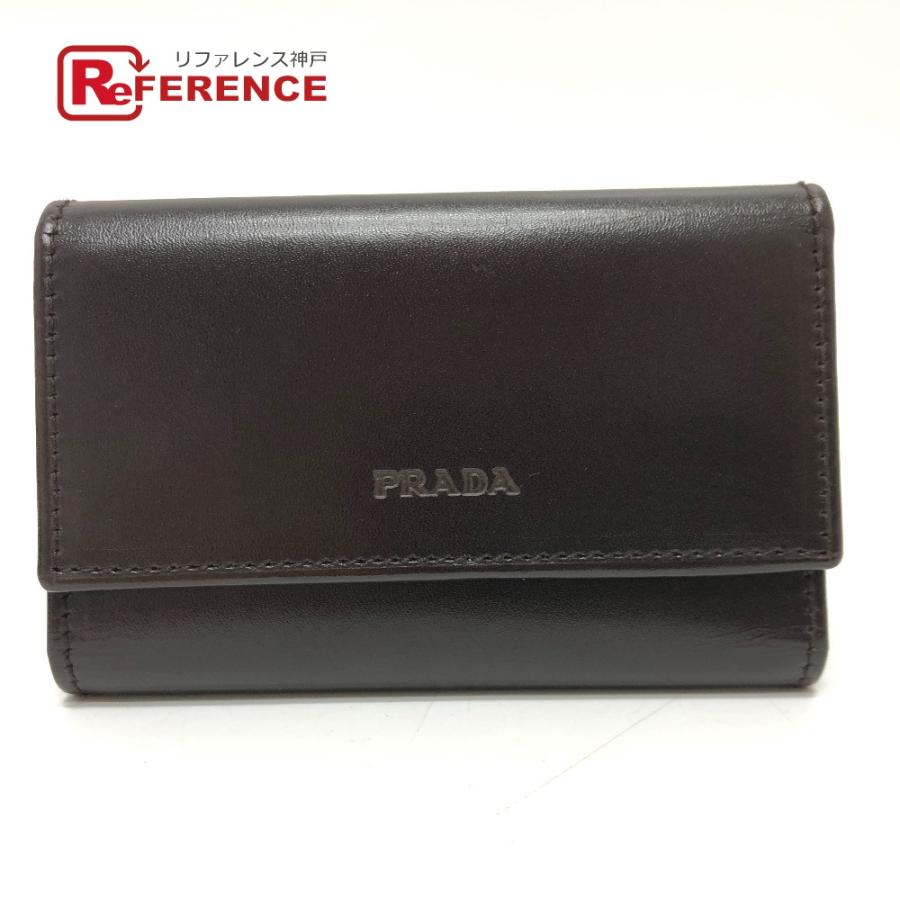 PRADA プラダ M25 ロゴ 6連 キーケース ブラック メンズ【中古  