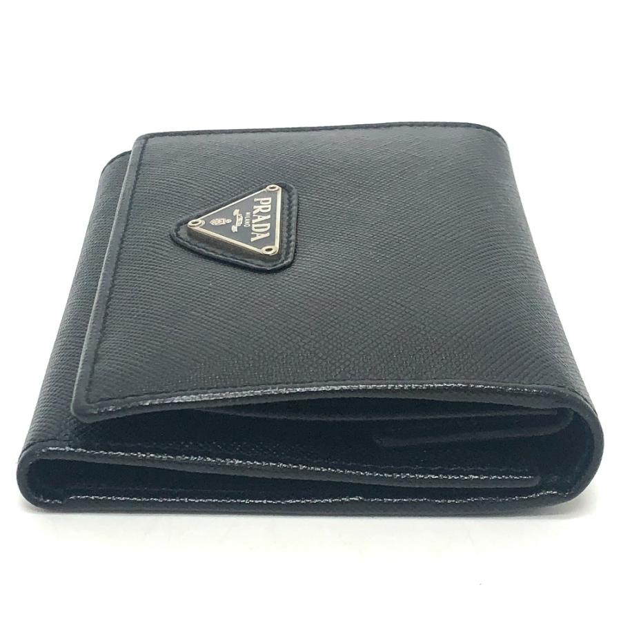 PRADA プラダ M176A トライアングルプレート 財布 ミニウォレット 三角プレート  3つ折り財布 ブラック レディース【中古】 | PRADA | 02