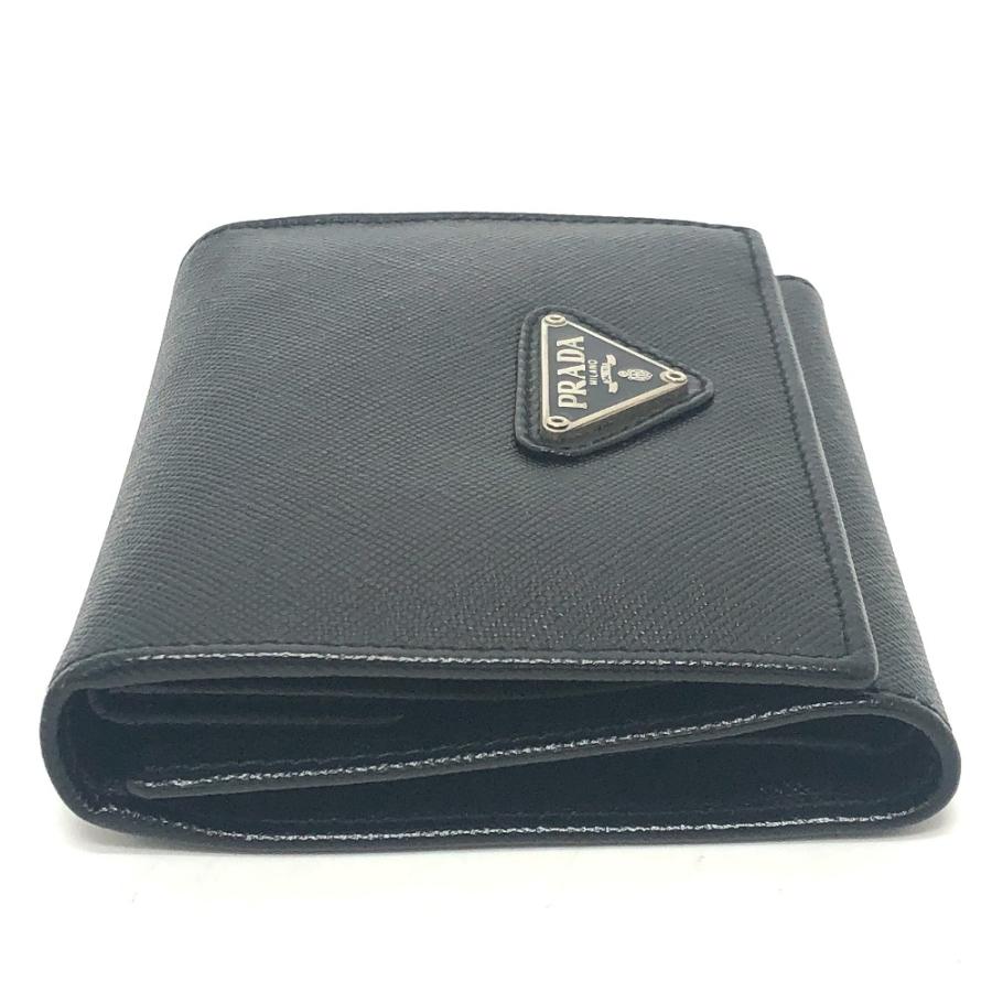 PRADA プラダ M176A トライアングルプレート 財布 ミニウォレット 三角プレート  3つ折り財布 ブラック レディース【中古】 | PRADA | 03
