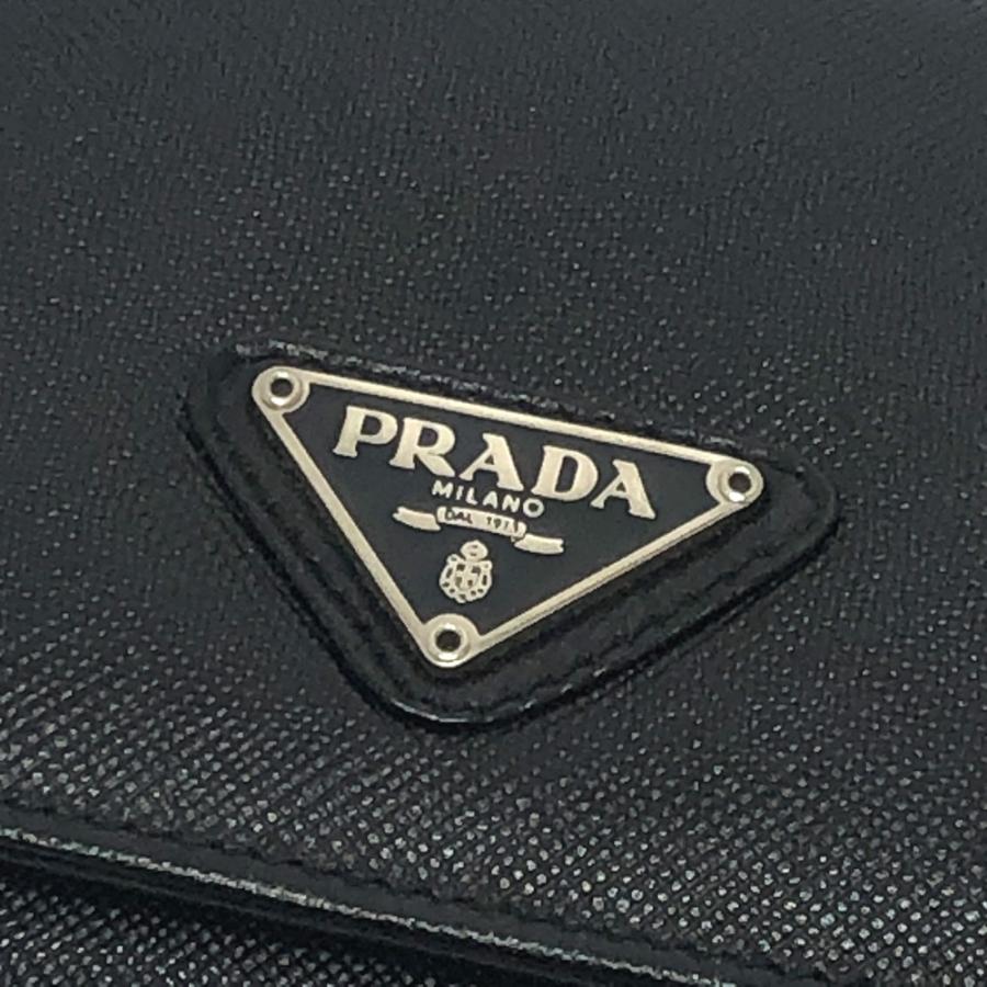 PRADA プラダ M176A トライアングルプレート 財布 ミニウォレット 三角プレート  3つ折り財布 ブラック レディース【中古】 | PRADA | 04