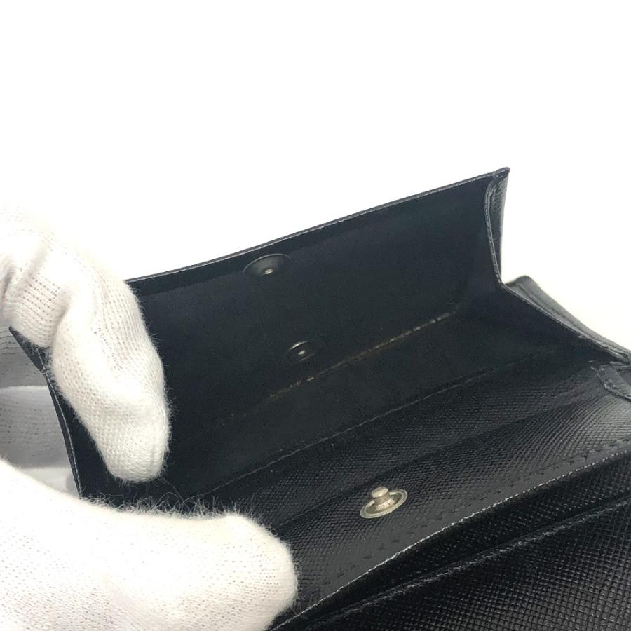 PRADA プラダ M176A トライアングルプレート 財布 ミニウォレット 三角プレート  3つ折り財布 ブラック レディース【中古】 | PRADA | 08