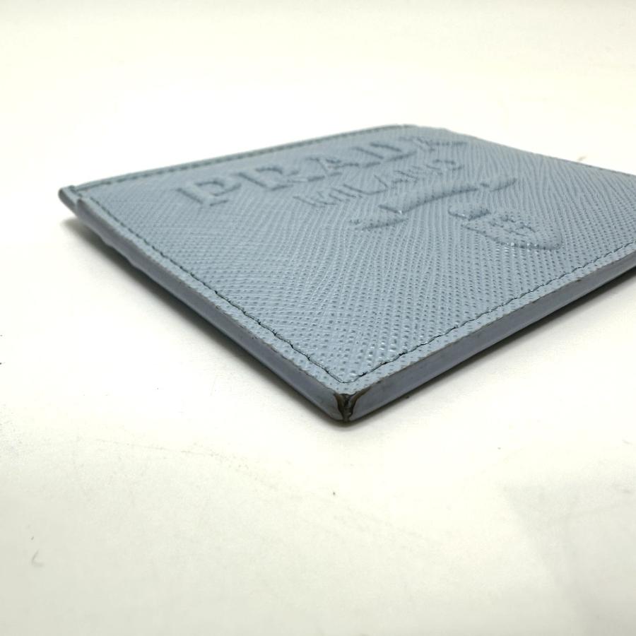 PRADA プラダ 1MC025 エンボスロゴ  パスケース 名刺入れ カードケース ライトブルー レディース【中古】 | PRADA | 03