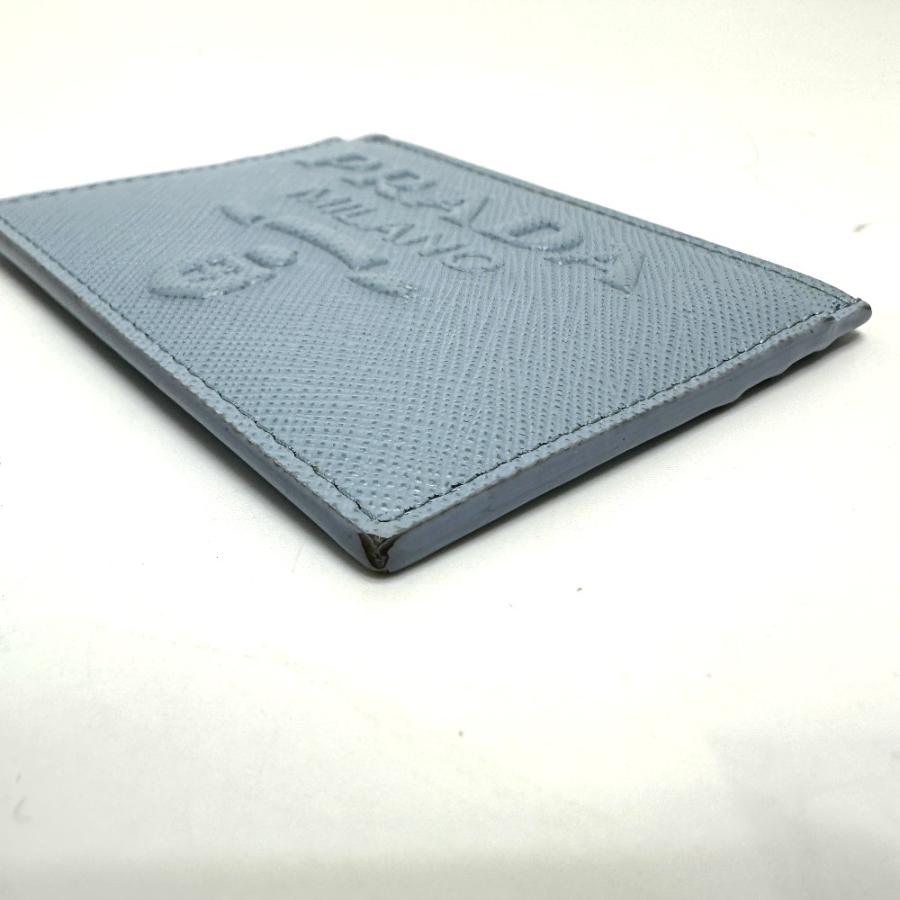 PRADA プラダ 1MC025 エンボスロゴ  パスケース 名刺入れ カードケース ライトブルー レディース【中古】 | PRADA | 04