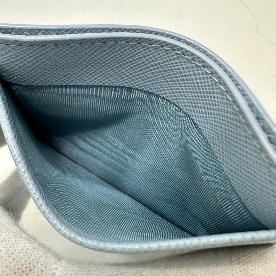 PRADA プラダ 1MC025 エンボスロゴ  パスケース 名刺入れ カードケース ライトブルー レディース【中古】 | PRADA | 05