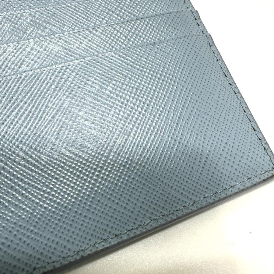 PRADA プラダ 1MC025 エンボスロゴ  パスケース 名刺入れ カードケース ライトブルー レディース【中古】 | PRADA | 07