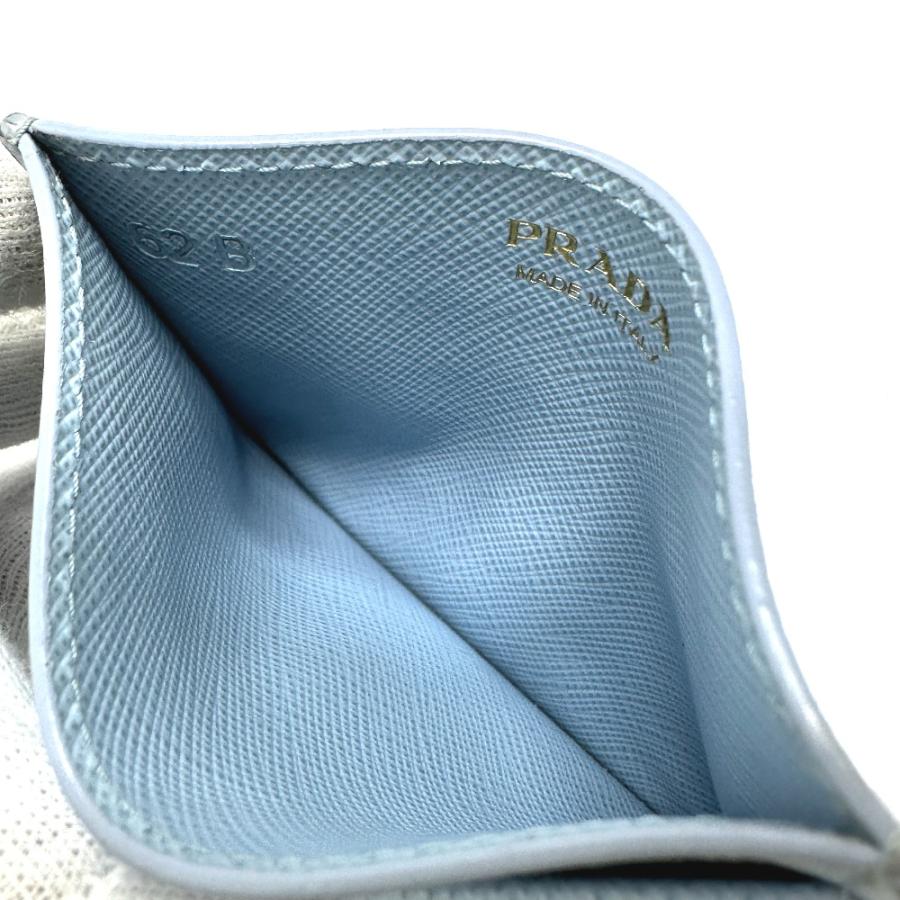 PRADA プラダ 1MC025 エンボスロゴ  パスケース 名刺入れ カードケース ライトブルー レディース【中古】 | PRADA | 08