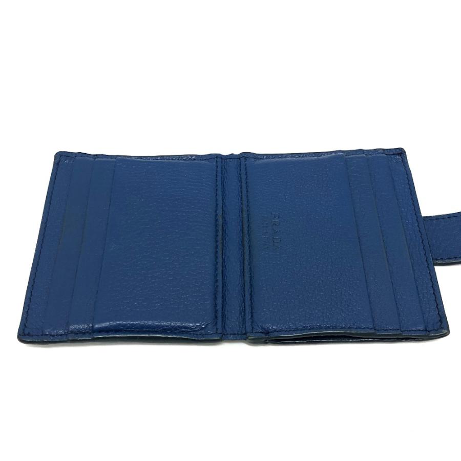 PRADA プラダ 2MC049 ロゴ 名刺入れ パスケース  カードケース カード入れ カードケース ブルー メンズ【中古】 | PRADA | 07