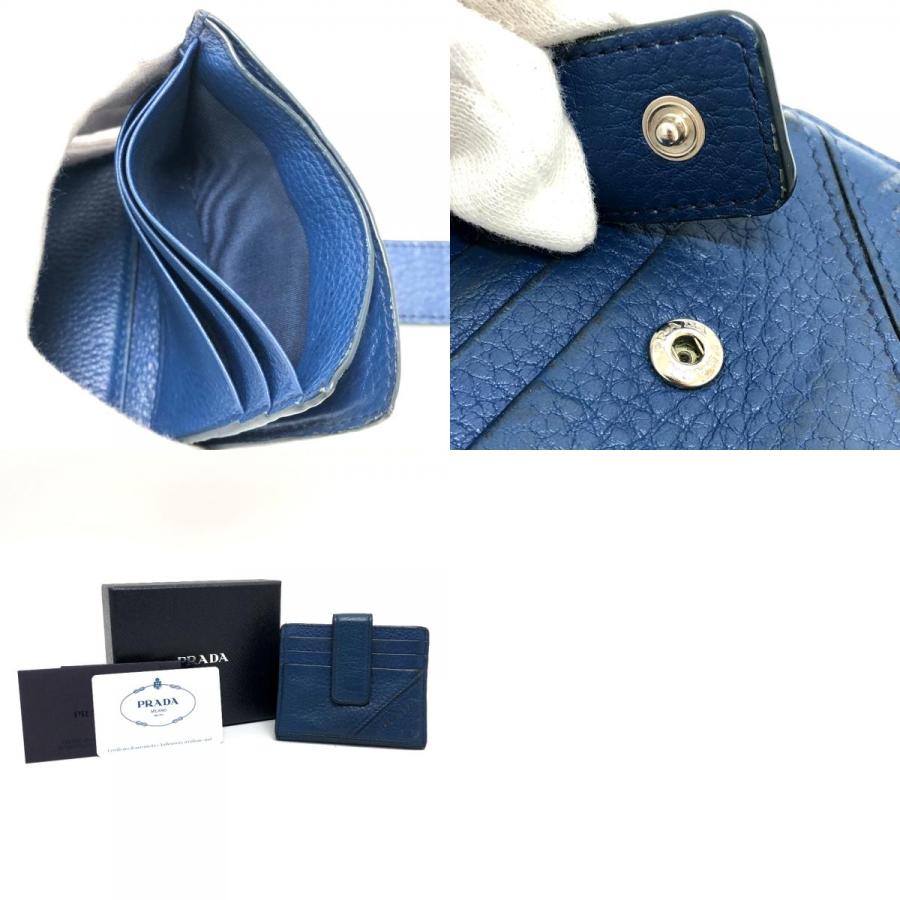 PRADA プラダ 2MC049 ロゴ 名刺入れ パスケース  カードケース カード入れ カードケース ブルー メンズ【中古】 | PRADA | 09