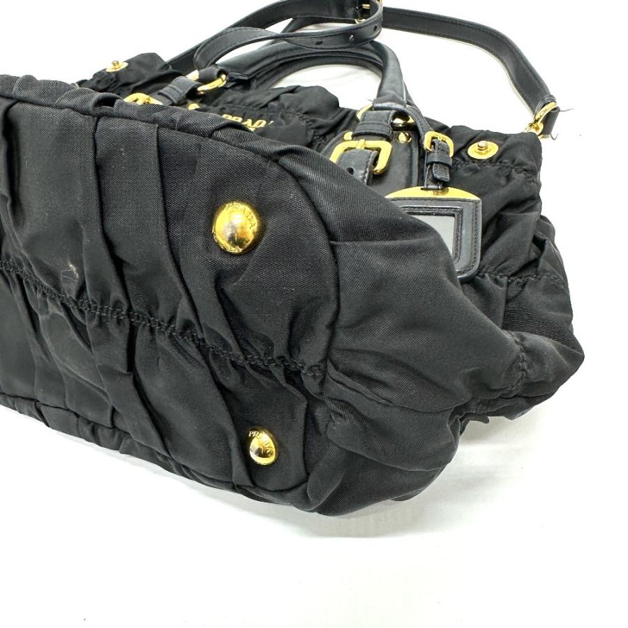 PRADA プラダ BN1788 ギャザー 2WAY カバン ハンドバッグ ショルダーバッグ トートバッグ ブラック レディース【中古】 | PRADA | 03