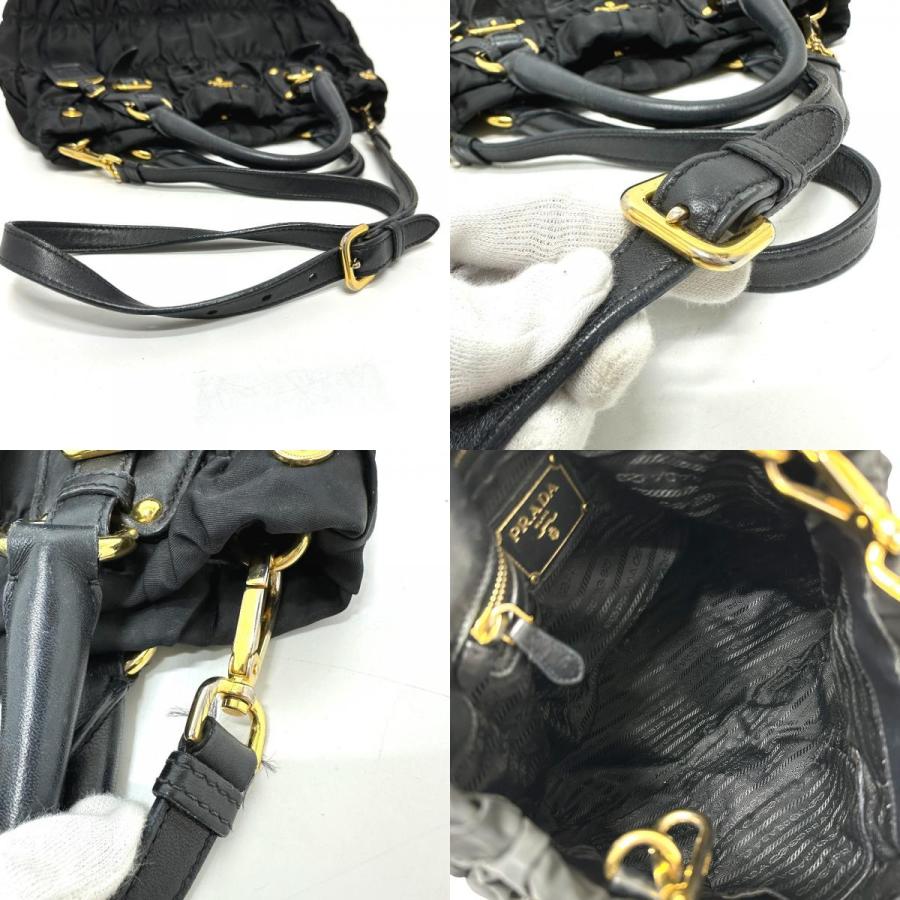PRADA プラダ BN1788 ギャザー 2WAY カバン ハンドバッグ ショルダーバッグ トートバッグ ブラック レディース【中古】 | PRADA | 07