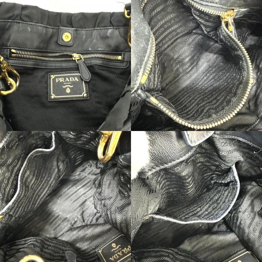 PRADA プラダ BN1788 ギャザー 2WAY カバン ハンドバッグ ショルダーバッグ トートバッグ ブラック レディース【中古】 | PRADA | 08