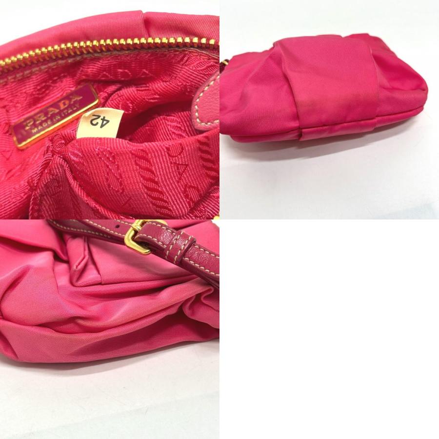 【美品】PRADA プラダ　ポーチ　ストラップ付き　化粧ポーチ　小物入れ　リボン PRADA（プラダ） 1N1422 ロゴ リボン 小物 ストラップ付 マルチポーチ
