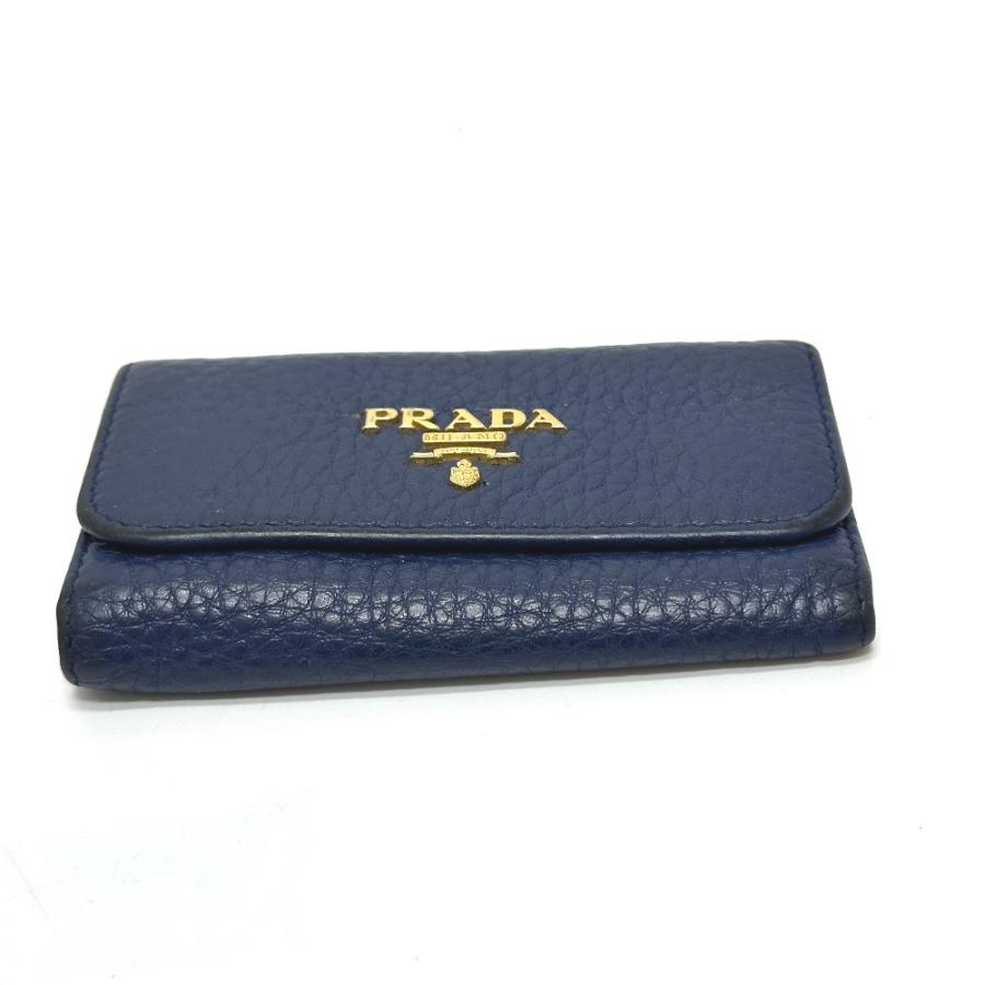 PRADA プラダ 1PG222 トライアングルプレート 6連 キーケース ブルー レディース【中古】 | PRADA | 02
