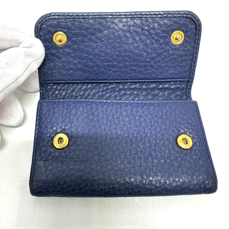 PRADA プラダ 1PG222 トライアングルプレート 6連 キーケース ブルー レディース【中古】 | PRADA | 07