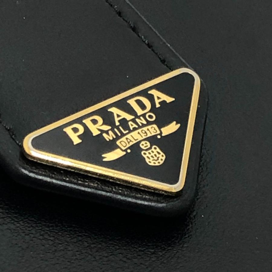 PRADA プラダ 1MV204 トライアングルプレート 財布 ミニウォレット コンパクト財布 ゴールド金具 2つ折り財布 ブラック メンズ【中古】 | PRADA | 06