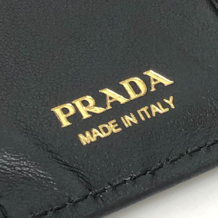 PRADA プラダ 1MV204 トライアングルプレート 財布 ミニウォレット コンパクト財布 ゴールド金具 2つ折り財布 ブラック メンズ【中古】 | PRADA | 07
