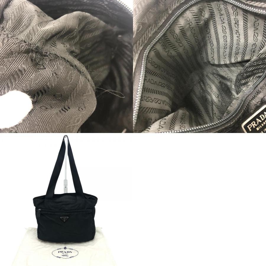 PRADA プラダ トライアングルプレート 肩掛け ショルダーバッグ カバン トートバッグ ブラック レディース【中古】 | PRADA | 09