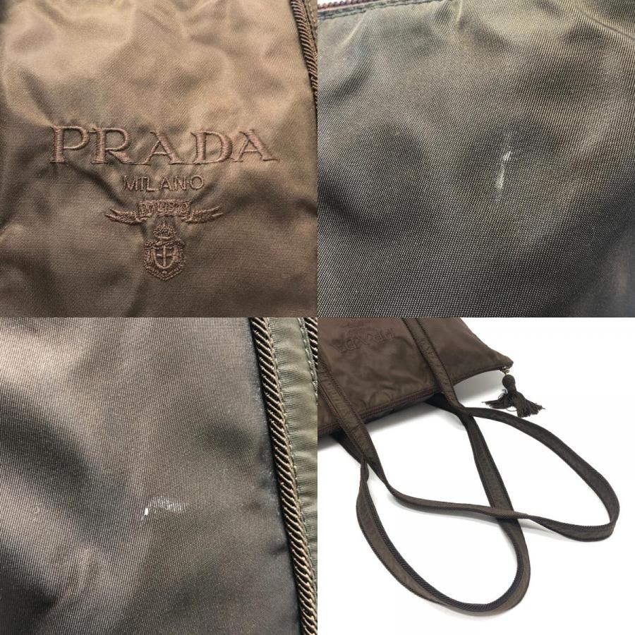 PRADA トートバッグ 肩掛け ロゴ型押し タッセル ナッパレザー ベージュ PRADA（プラダ） ロゴ刺繍 タッセル 肩掛け ショルダーバッグ カバン