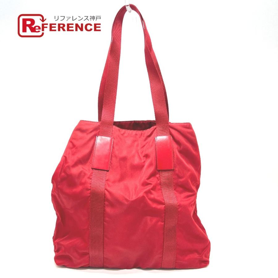 PRADA プラダ トライアングルプレート カバン バッグ ハンドバッグ トートバッグ レッド レディース【中古】 | PRADA