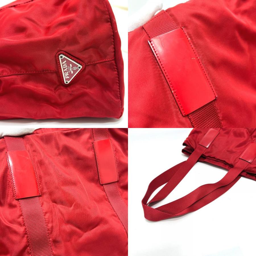 PRADA プラダ トライアングルプレート カバン バッグ ハンドバッグ トートバッグ レッド レディース【中古】 | PRADA | 07