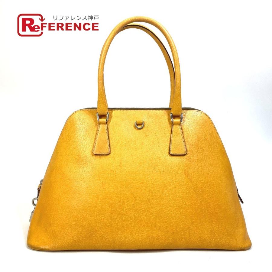 プラダ PRADA ブローチ GP×革 イエロー