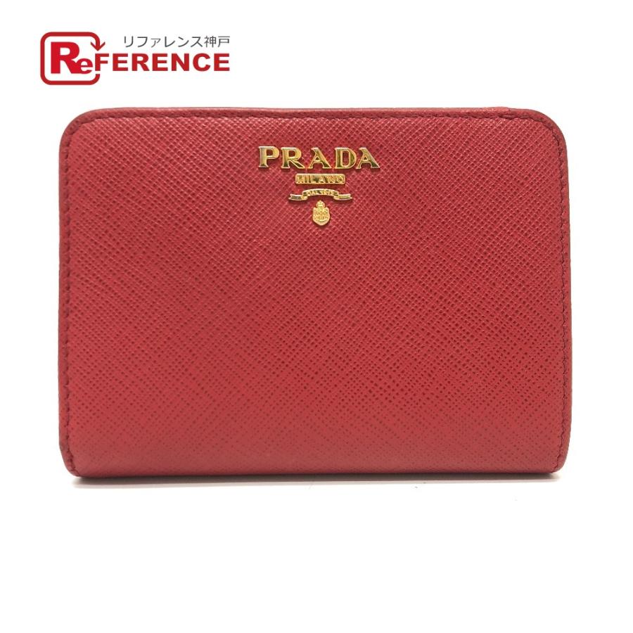 PRADA プラダ 1ML018 ロゴ 2つ折り財布 レッド レディース【中古】 | PRADA