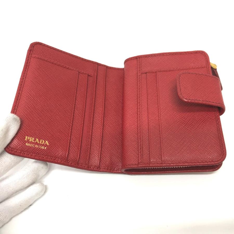 PRADA プラダ 1ML018 ロゴ 2つ折り財布 レッド レディース【中古】 | PRADA | 07